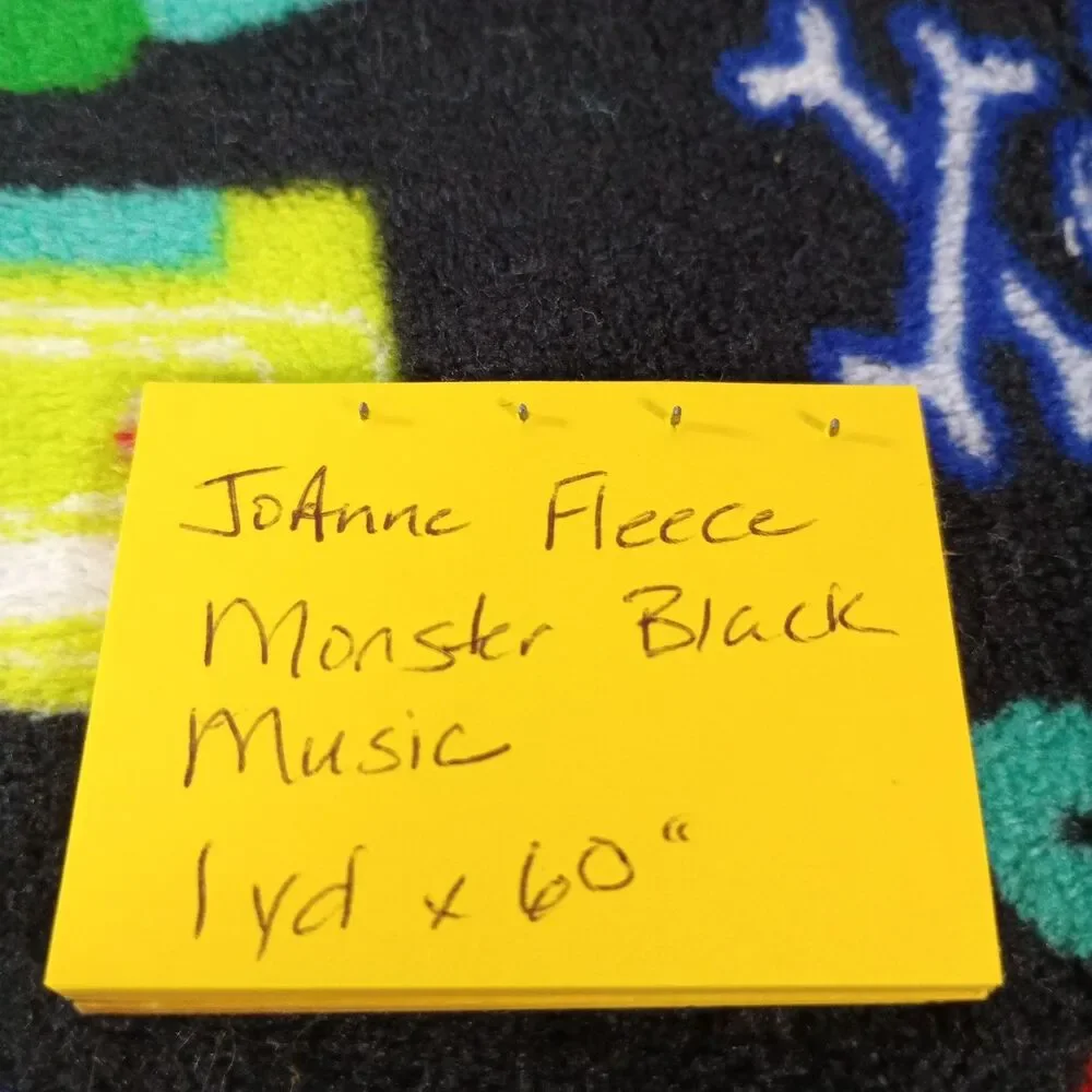 JoAnn Monster Jam Music Fleece Fabric Black Rock Roll DJ 1 Yard x 60